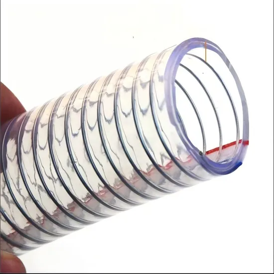 Tubo flessibile rinforzato con filo di acciaio in PVC atossico verde trasparente con spirale rinforzata
